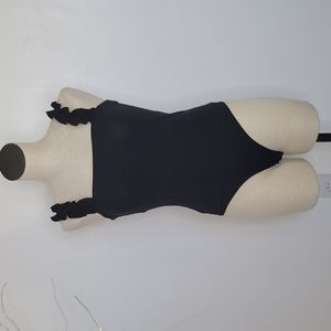 Fashion Nova Ribbed Bodysuit Ruffled Straps SZ M